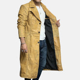 Elvardo Distressed Leather Duster Coat